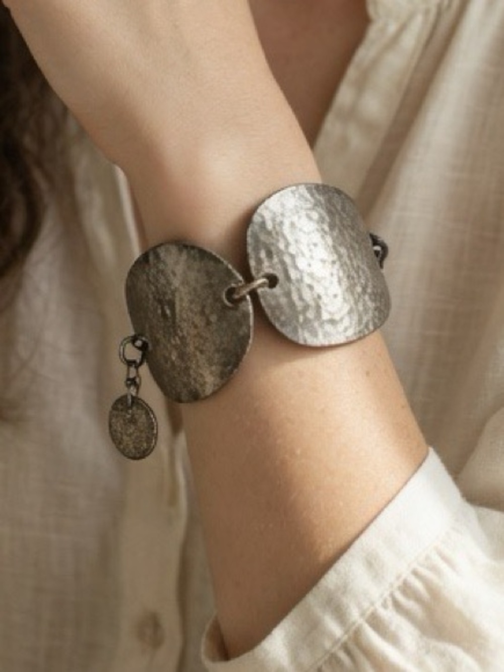 Silver Hammered Metal Festival Bracelet
